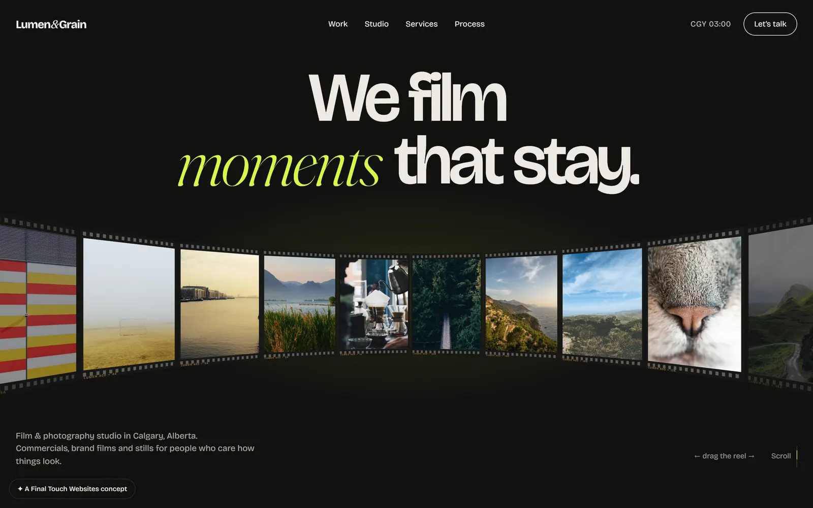 Lumen & Grain concept site hero